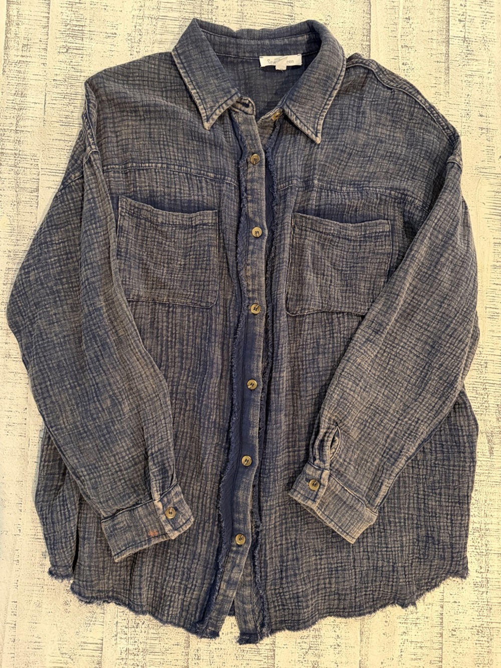 Washed Blue Button-Down Shirt - Women